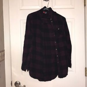 Dark Purple  Buttoned Down Plaid Shirt